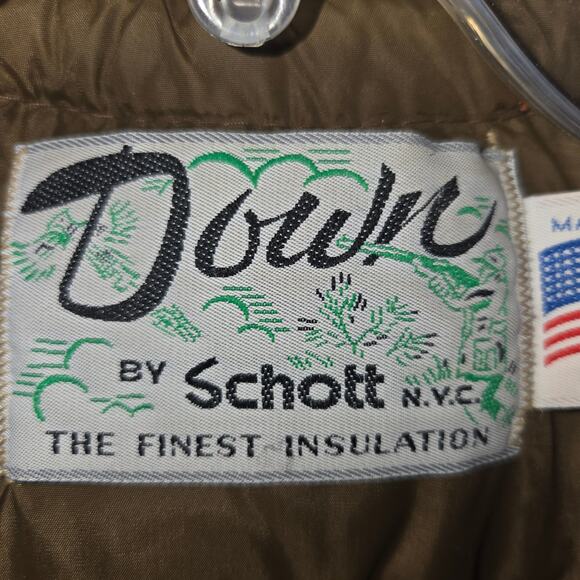 Down by Schott Leather Vest Shearling Collar Size 14 Made USA VTG - Picture 9 of 13